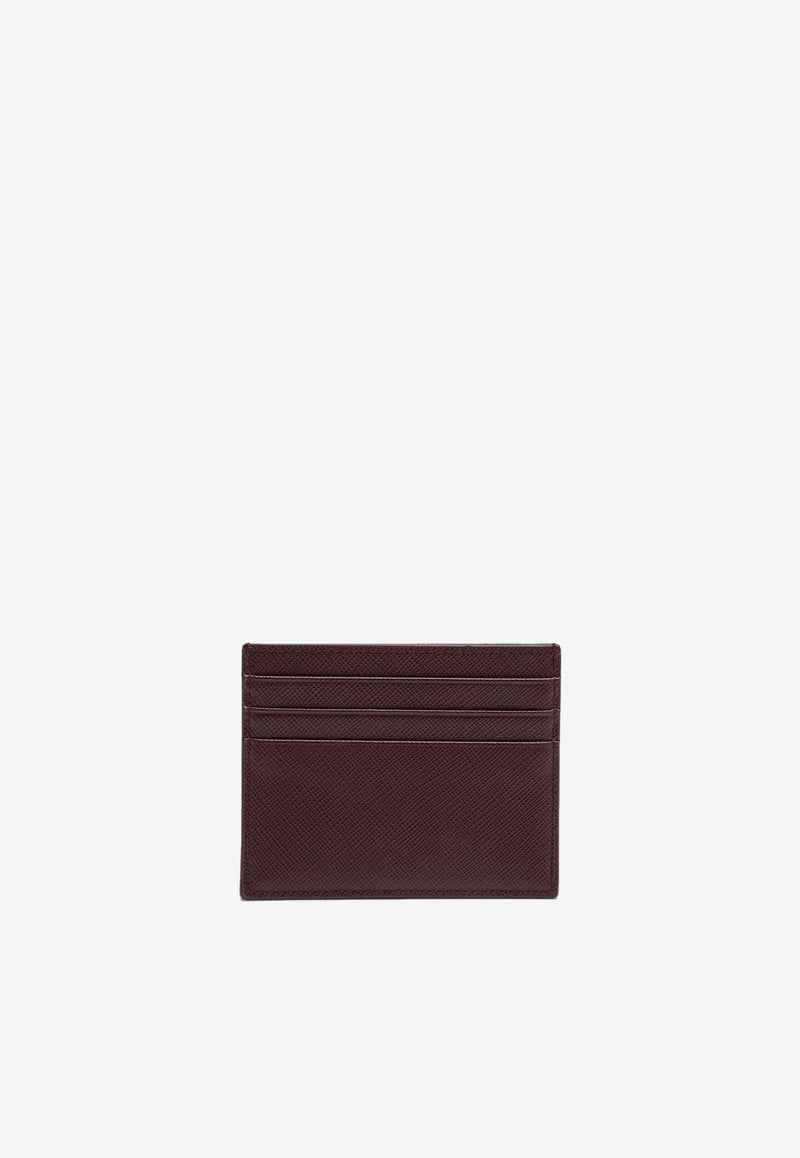 Prada Triangle Logo Cardholder in Saffiano Leather Burgundy 1MC025QHH/R_PRADA-F0007