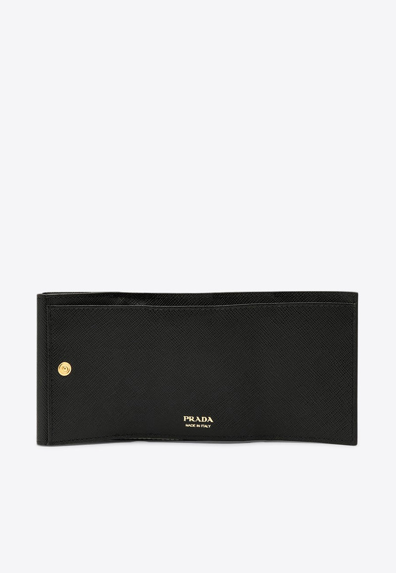 Prada Small Logo Plaque Saffiano Wallet Black 1MH042QHH/P_PRADA-F0002