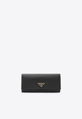 Prada Large Saffiano Leather Continental Wallet Black 1MH132QHH/R_PRADA-F0002