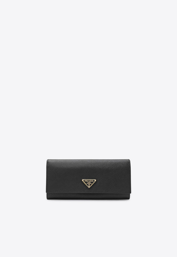 Prada Large Saffiano Leather Continental Wallet Black 1MH132QHH/R_PRADA-F0002