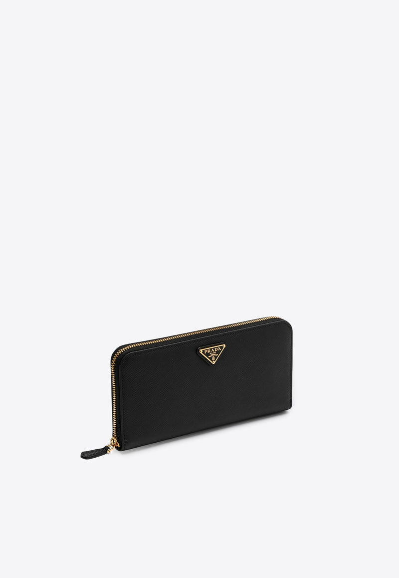 Prada Triangle Logo Leather Zip-Around Wallet Black 1ML506QHH/Q_PRADA-F0002