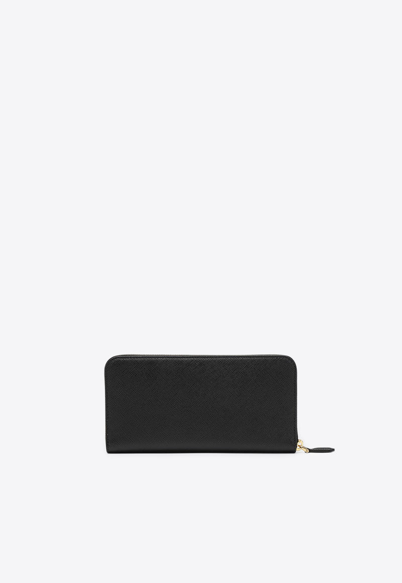 Prada Triangle Logo Saffiano Leather Zip-Around Wallet Black 1ML506QHH/R_PRADA-F0002