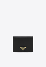 Prada Small Triangle Logo Wallet in Saffiano Leather Black 1MV204QHH/R_PRADA-F0002