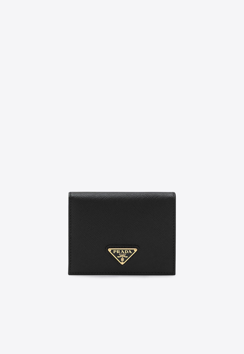 Prada Small Triangle Logo Wallet in Saffiano Leather Black 1MV204QHH/R_PRADA-F0002