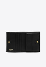 Prada Small Triangle Logo Wallet in Saffiano Leather Black 1MV204QHH/R_PRADA-F0002