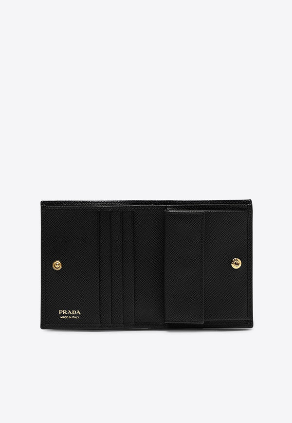 Prada Small Triangle Logo Wallet in Saffiano Leather Black 1MV204QHH/R_PRADA-F0002