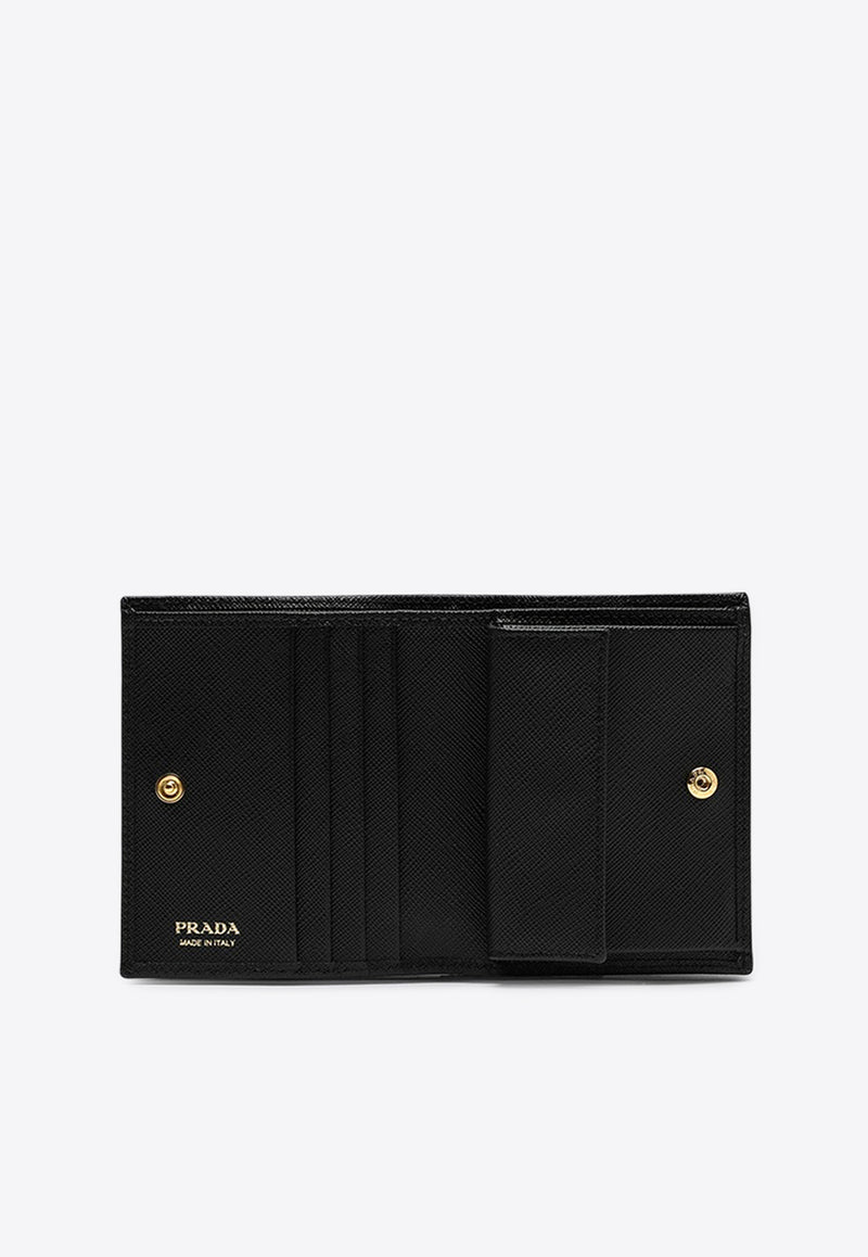 Prada Small Triangle Logo Wallet in Saffiano Leather Black 1MV204QHH/R_PRADA-F0002