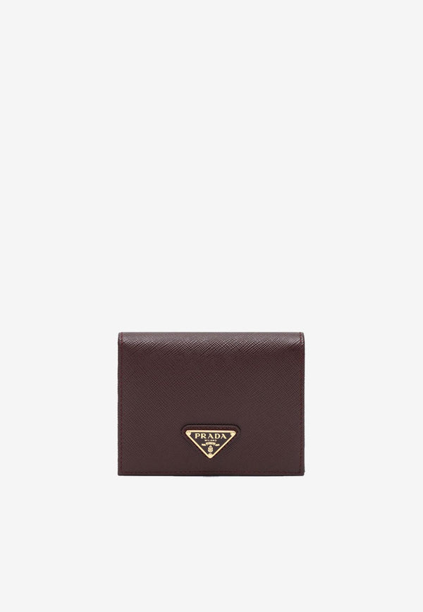 Prada Small Saffiano Leather Wallet Burgundy 1MV204QHH/R_PRADA-F0007