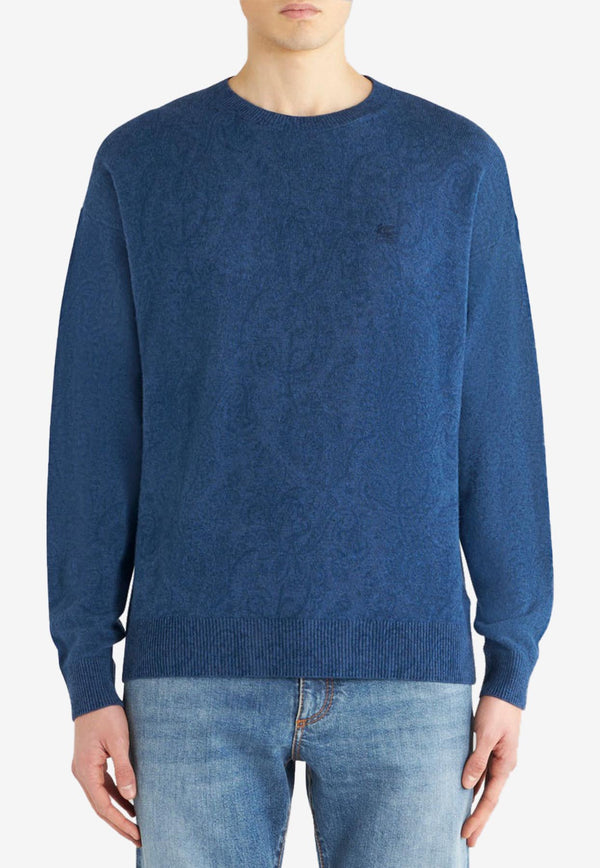 Etro Paisley Pattern Wool Sweater 1N965-9607 0200 Blue