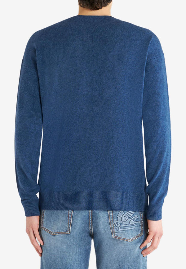 Etro Paisley Pattern Wool Sweater 1N965-9607 0200 Blue