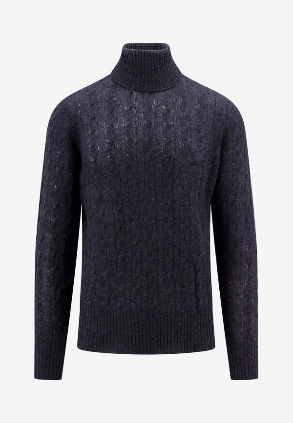 Etro Turtleneck Cashmere Sweater 1N977-9680 0002 Gray