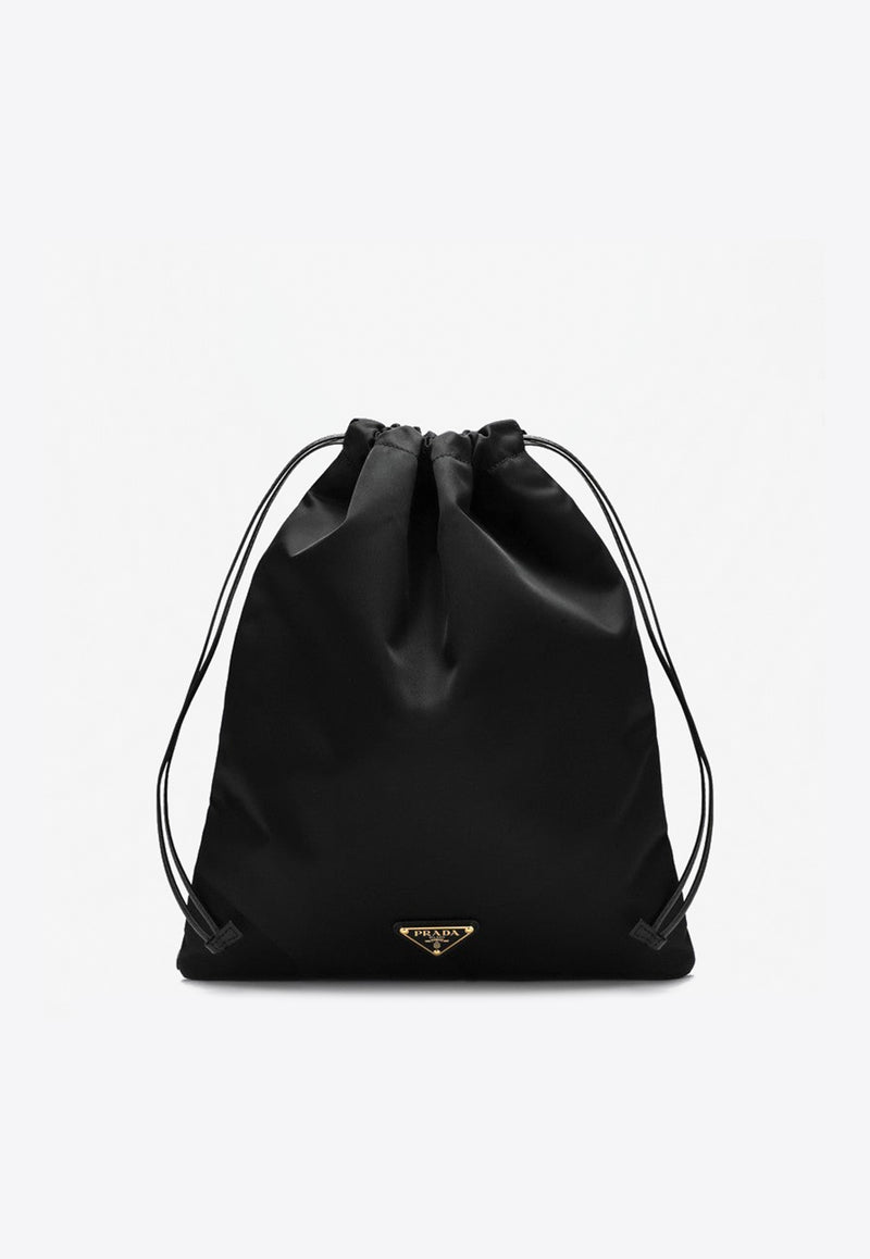 Prada Triangle Logo Re-Nylon Drawstring Pouch Bag Black 1NK0012HG6/Q_PRADA-F0002