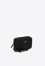 Prada Re-Nylon Triangle Logo Zip-Up Pouch Black 1NS021R067/P_PRADA-F0002