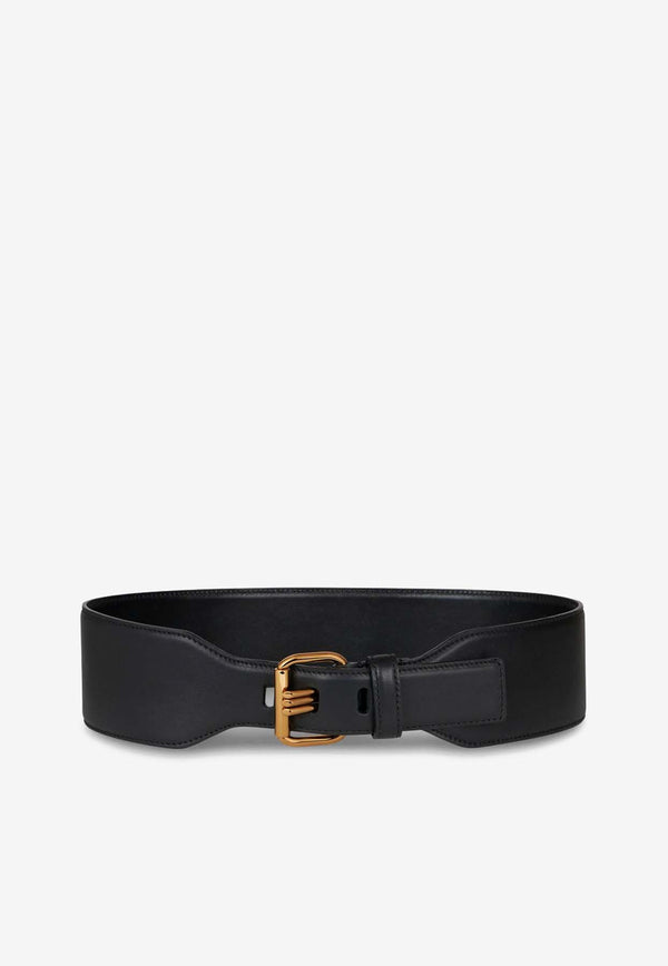 Etro Logo Buckle Leather Belt Black 1P063-2213 0001