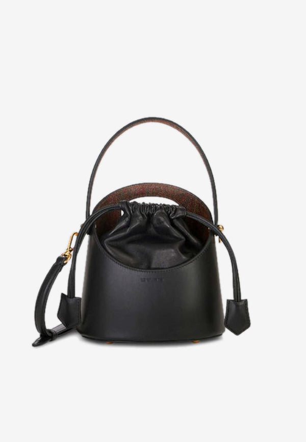 Etro Mini Saturno Leather Bucket Bag Black 1P080-8508 0001
