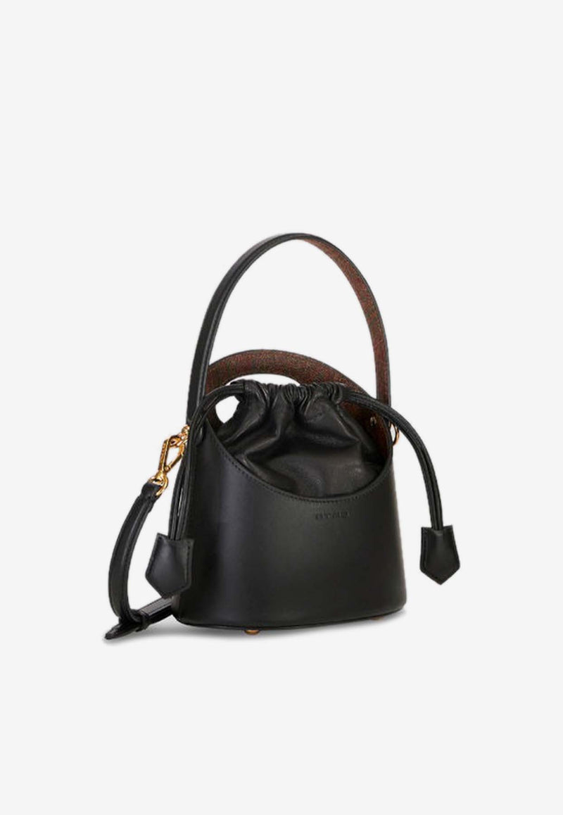 Etro Mini Saturno Leather Bucket Bag Black 1P080-8508 0001