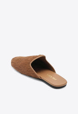 Prada Hairy-Effect Sabot Flat Mules Sand 1S008ODD052HIO/R_PRADA-F0036