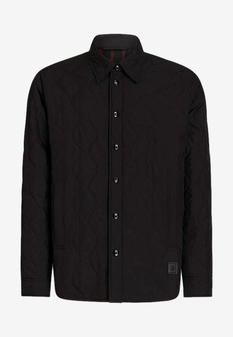 Etro Logo Patch Quilted Overshirt Black 1S386-0128 0001