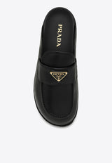 Prada Triangle Logo Leather Flat Mules Black 1S430N0203LEM/O_PRADA-F0002
