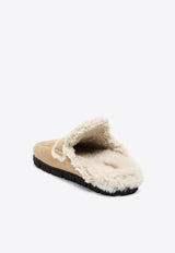 Prada Triangle Logo Shearling Flat Mules Beige 1S711M0201A6/N_PRADA-F0379