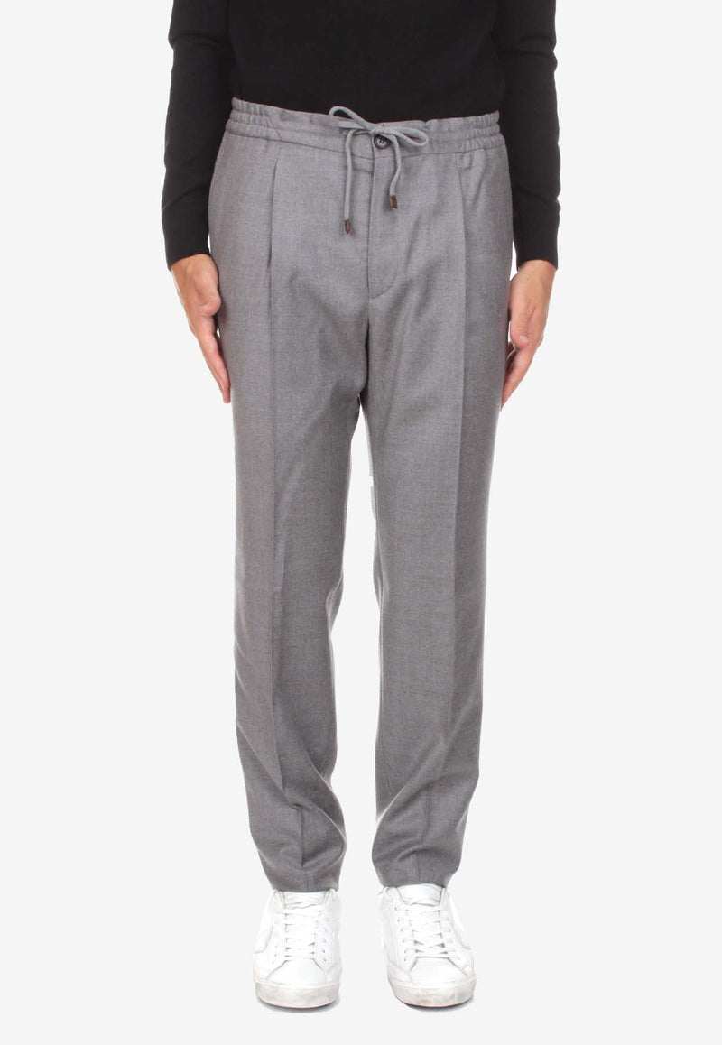 Glanshirt by Slowear Wool Tailored Pants with Elastic-Waistband Gray 1T0078 1645C_GREY