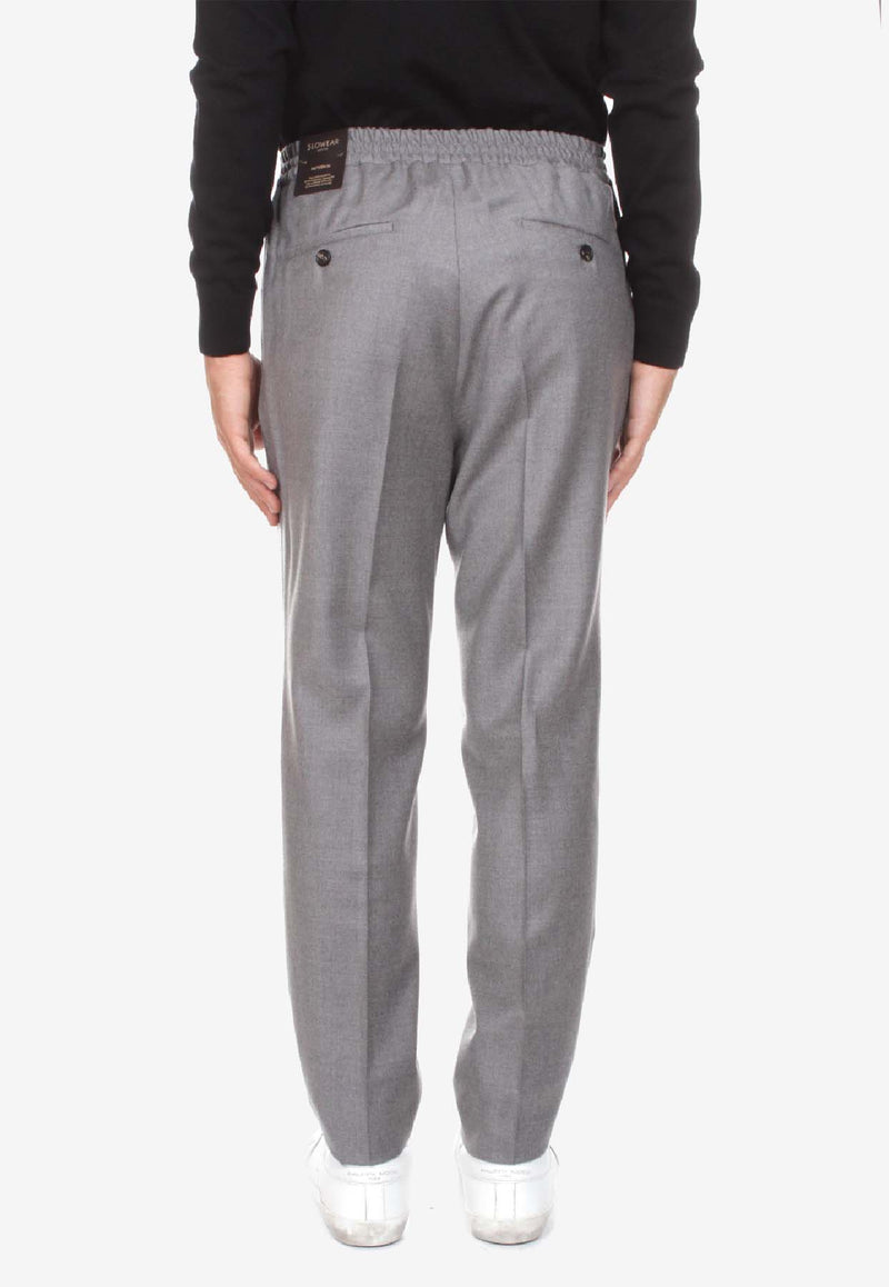 Glanshirt by Slowear Wool Tailored Pants with Elastic-Waistband Gray 1T0078 1645C_GREY