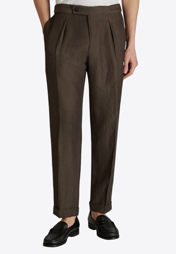 Incotex Straight-Leg Linen-Blend Pants Brown 1T0083_BROWN