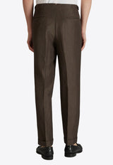 Incotex Straight-Leg Linen-Blend Pants Brown 1T0083_BROWN
