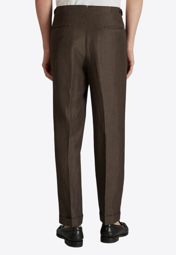 Incotex Straight-Leg Linen-Blend Pants Brown 1T0083_BROWN