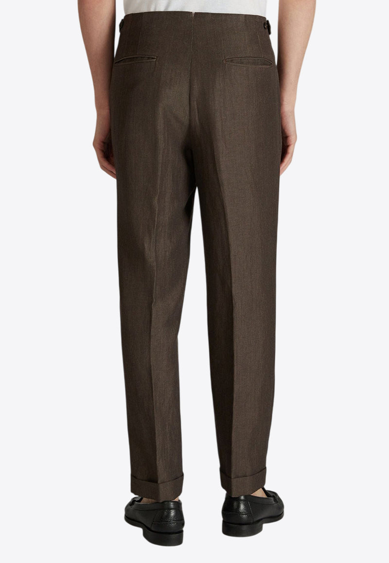 Incotex Straight-Leg Linen-Blend Pants Brown 1T0083_BROWN