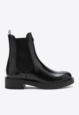 Prada Chelsea Ankle Boots in Polished Leather  Black 1T703NG050055/R_PRADA-F0002