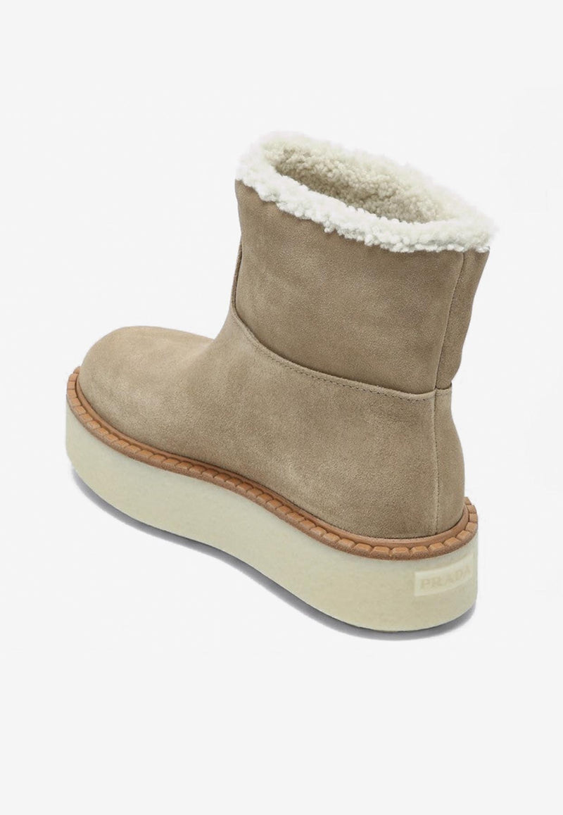 Prada Triangle Logo Suede Snow Boots Beige 1T729NZG50X0O/P_PRADA-F0379