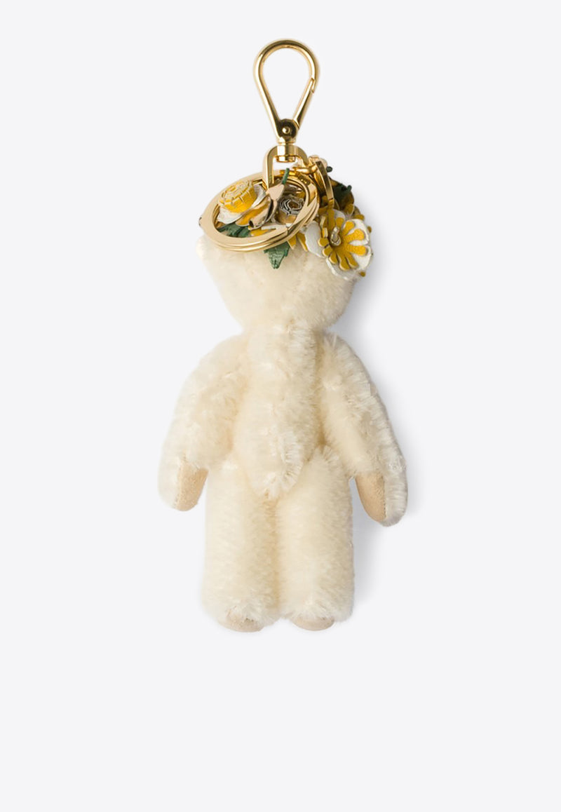 Prada Teddy Bag Charm with Metal Ring White 1TO0482EF9/Q_PRADA-F0009