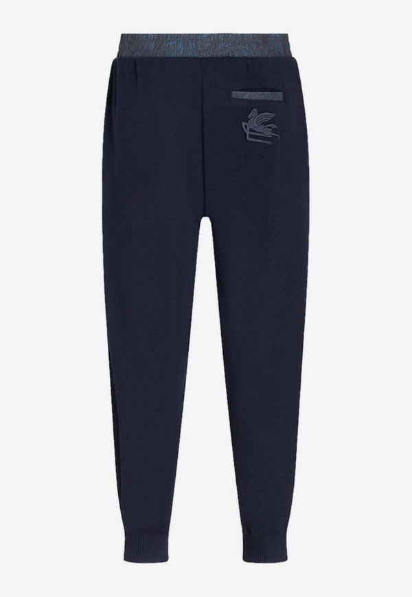 Etro Logo Embroidered Knitted Track Pants Blue 1V912-5487 0200