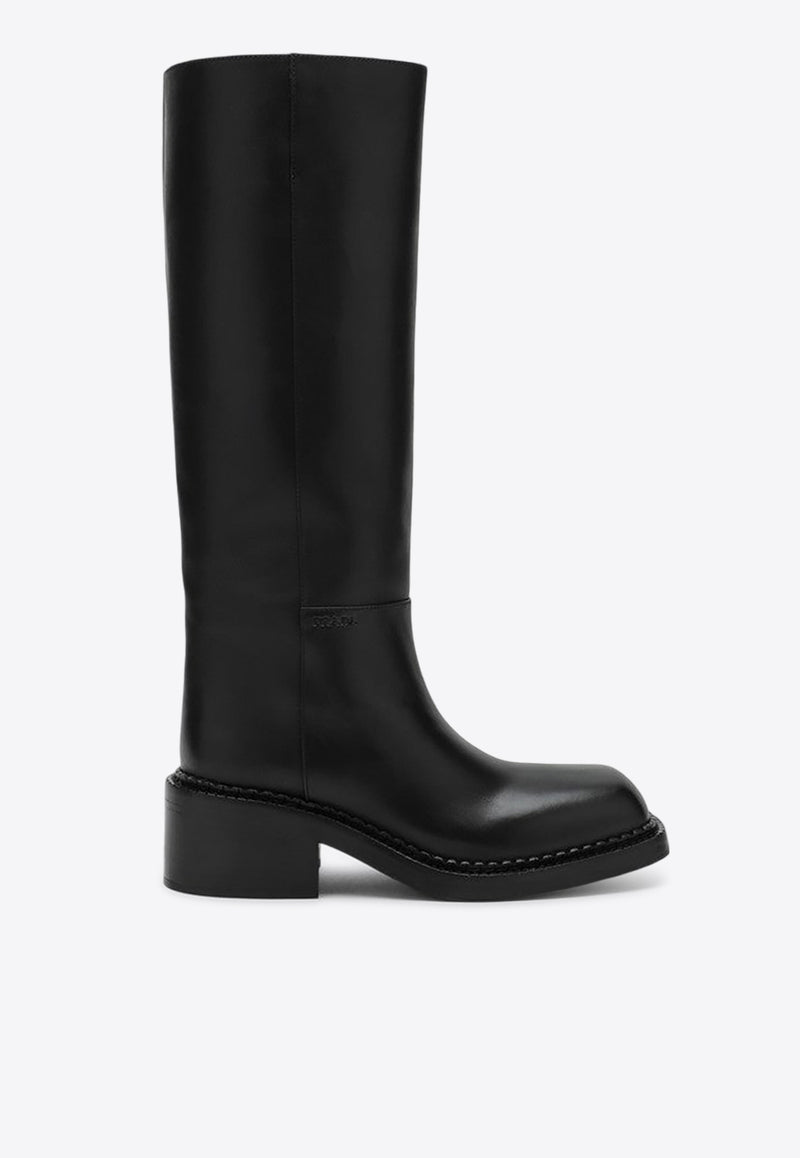 Prada Knee-High Leather Boots Black 1W746ND055070/P_PRADA-F0002