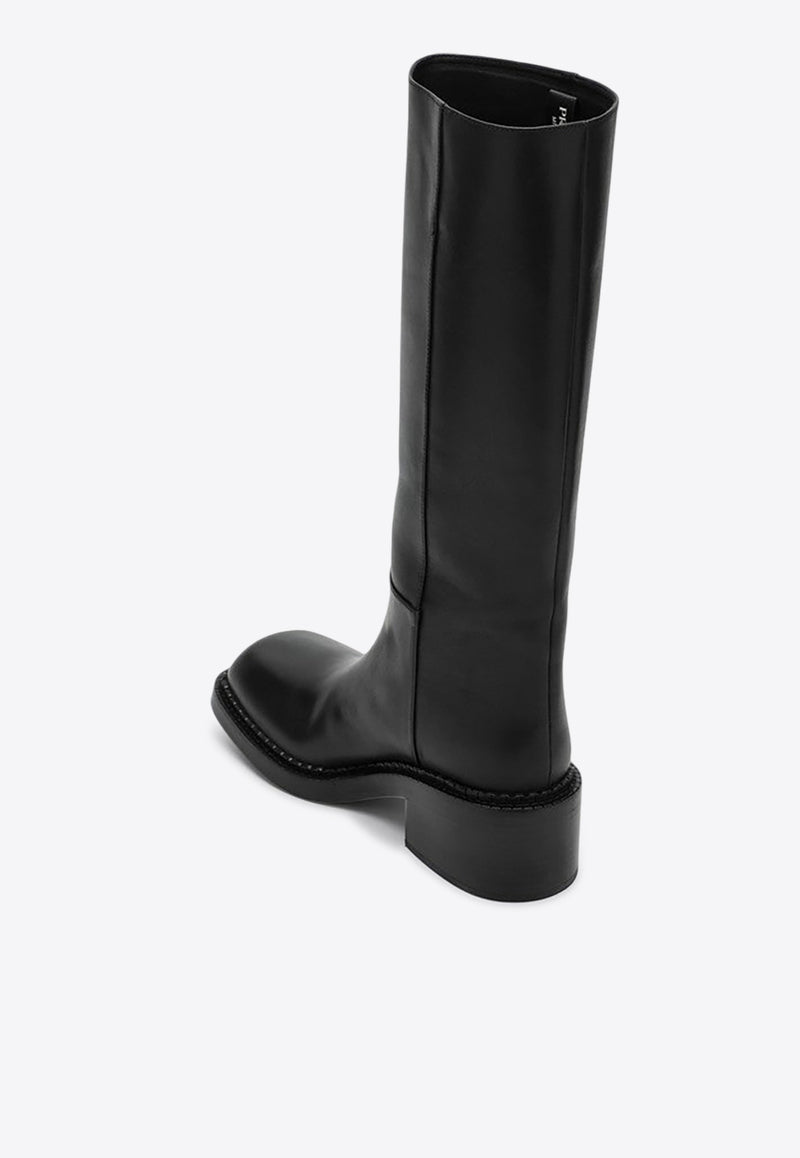 Prada Knee-High Leather Boots Black 1W746ND055070/P_PRADA-F0002