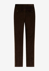 Etro Corduroy Pants with Floral-Band Brown 1W812-0123 0100