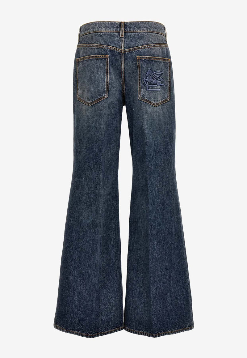 Etro Logo Embroidery Flared Jeans Blue 1W825-9648 0250