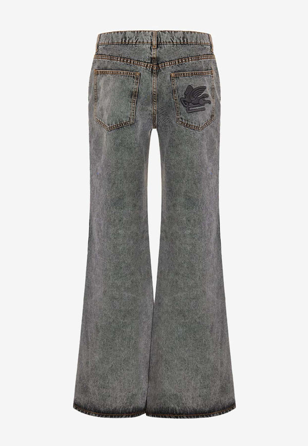Etro Logo Embroidered Basic Flared Jeans Gray 1W825-9651 0002