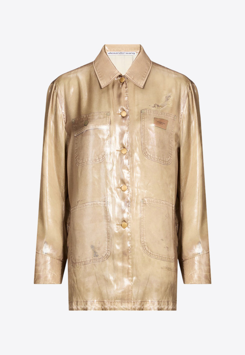 Alexander Wang Trompe L'Oeil Print Long-Sleeved Shirt Beige 1WC3242550BEIGE