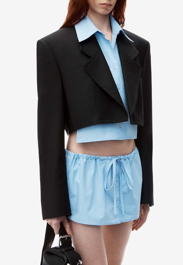 Alexander Wang Pre-Styled Cropped Blazer with Collar 1WC3242559BLACK