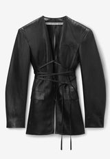 Alexander Wang Open Front Linen Blazer Black 1WC3242565BLACK