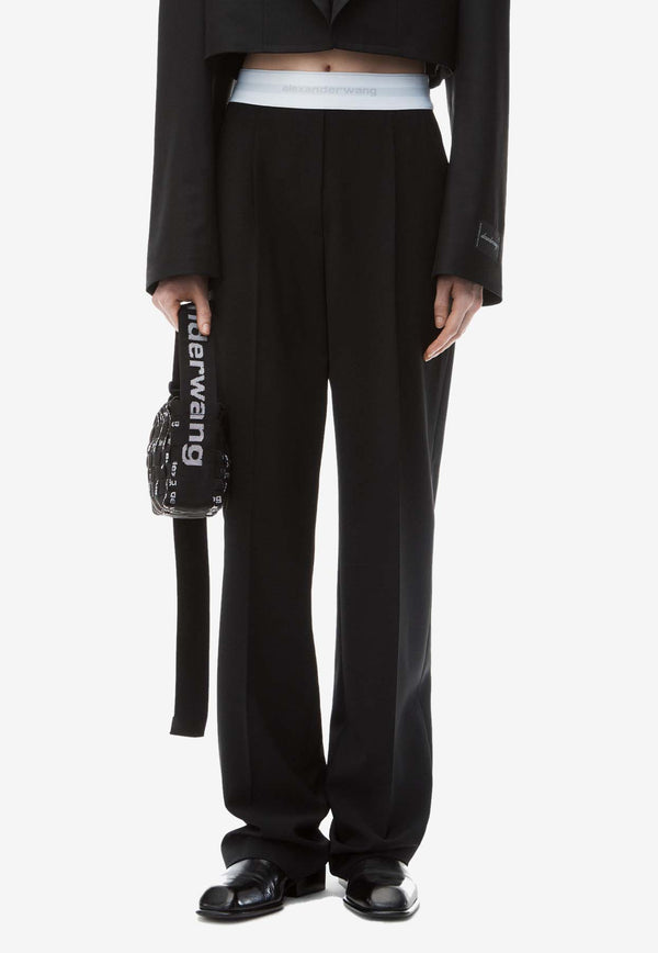 Alexander Wang Logo Waistband Tailored Pants Black 1WC3244748BLACK