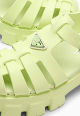 Prada Monolith 55 Logo Appliqué Sandals Green 1X853MDD553LKK/O_PRADA-F0362