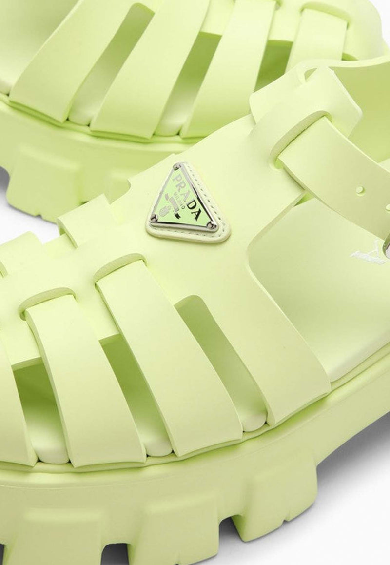 Prada Monolith 55 Logo Appliqué Sandals Green 1X853MDD553LKK/O_PRADA-F0362