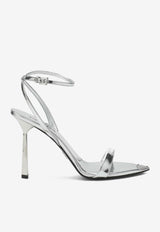 Prada 100 Metallic Leather Pointed Sandals Silver 1X923MD1003AU1/R_PRADA-F0118