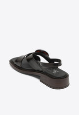 Prada Brushed Leather Slingback Flat Sandals Brown 1X962N035P39/Q_PRADA-F0038