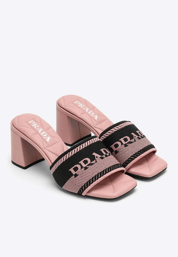 Prada 65 Logo Block Heels Sandals 1XX6120653LKB/M_PRADA-F047K Pink