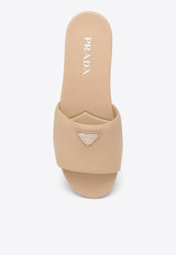 Prada Triangle Logo Leather Flat Sandals Beige 1XX7090052DL8/O_PRADA-F0036