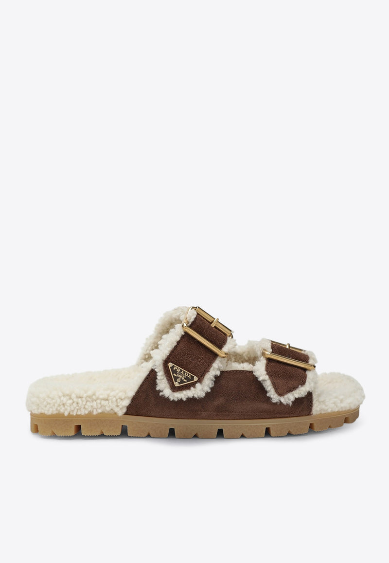 Prada Suede and Shearling Slides Brown 1XX775ZF20JFT/R_PRADA-F0324